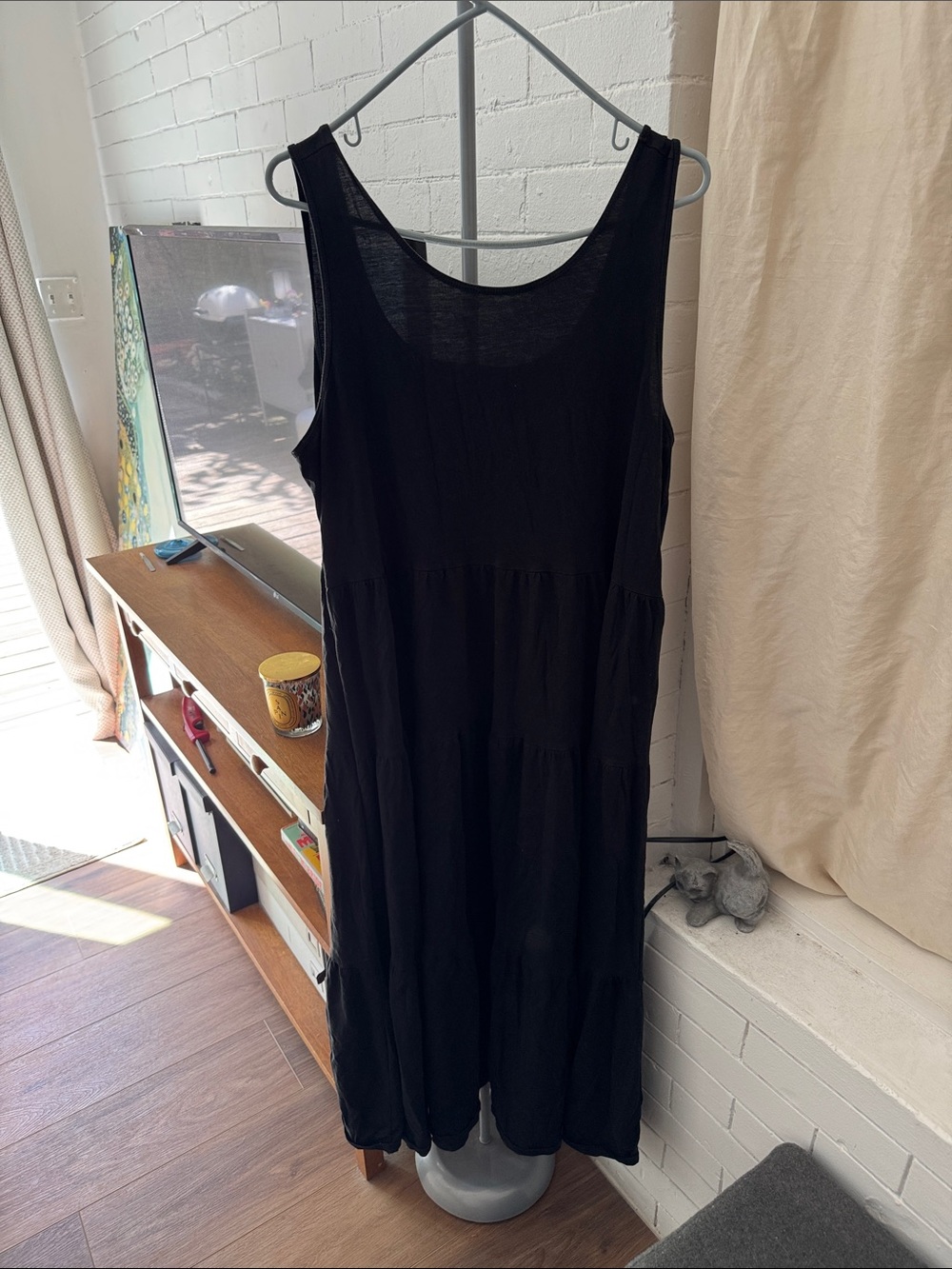 J. Crew Black Sleeveless Tiered Maxi Dress